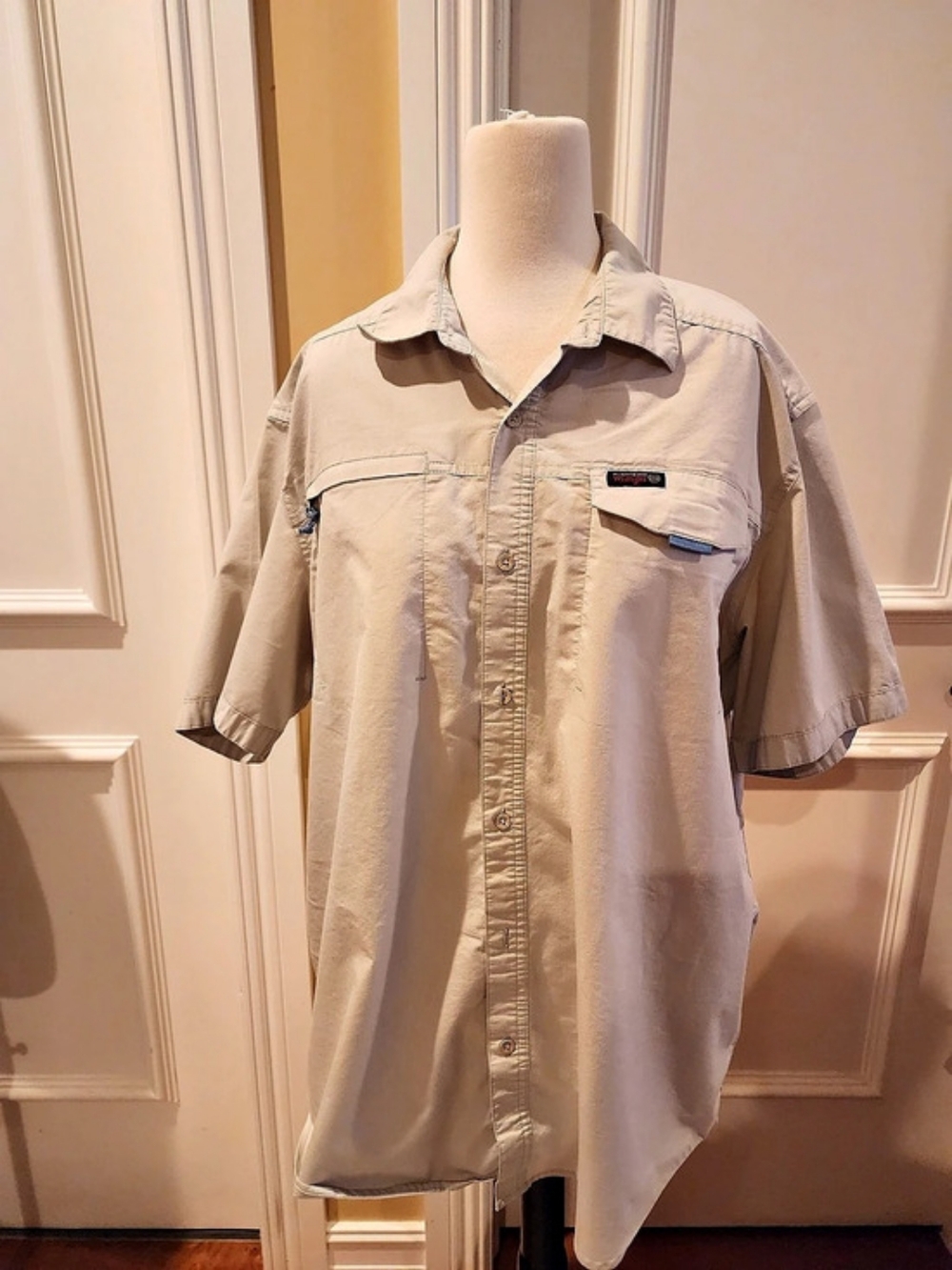 Wrangler All Terrain Gear Casual Button Down Shirt Beige XL